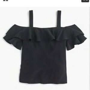 J. Crew Tops - J. Crew cold shoulder ruffle 100% silk top J. Crew Tops - J. Crew cold shoulder ruffle 100% silk top